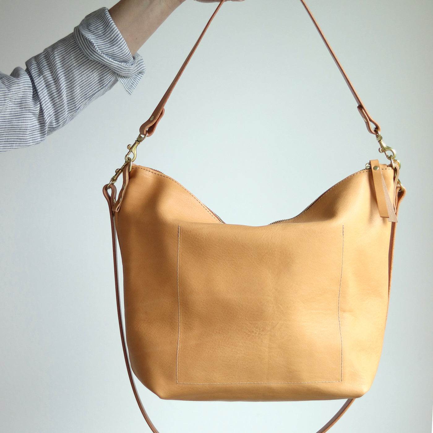 Large Slouchy Hobo Crossbody - Beige