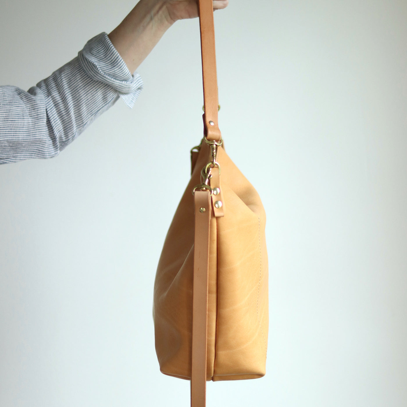 Large Slouchy Hobo Crossbody - Beige