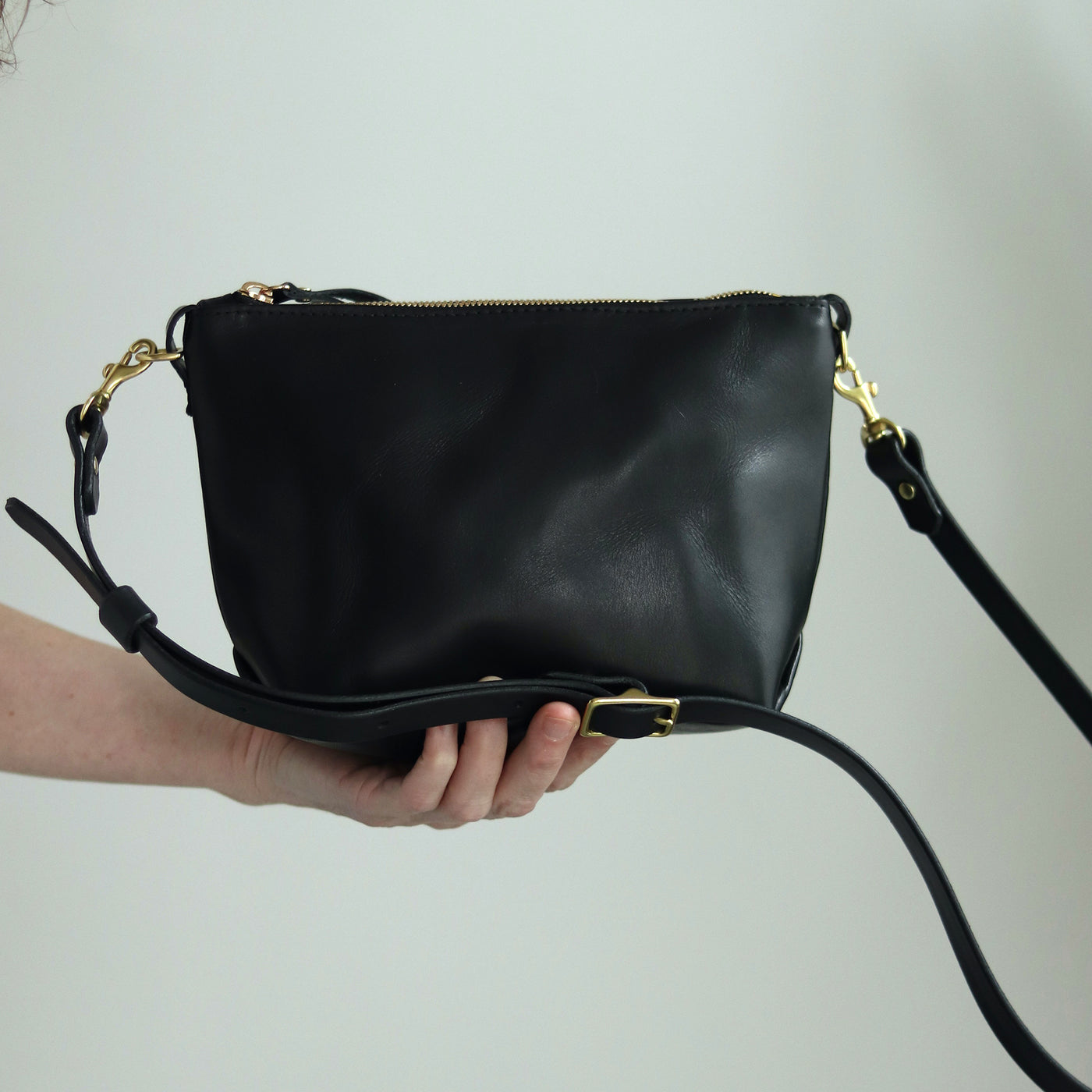 Small Leather Convertible Crossbody Clutch Bag - Luxe Black