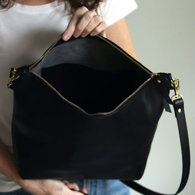 Large Slouchy Hobo Crossbody - Luxe Black