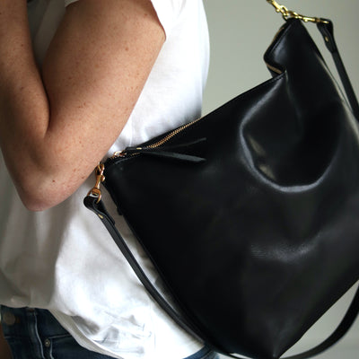 Large Slouchy Hobo Crossbody - Luxe Black