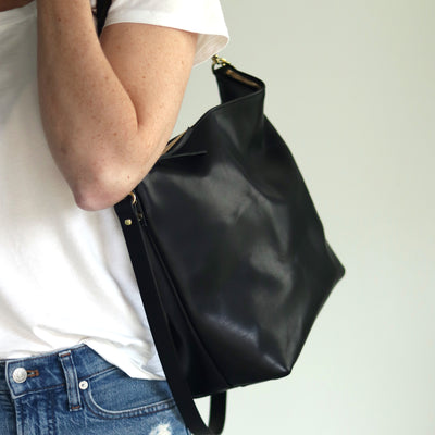 Large Slouchy Hobo Crossbody - Luxe Black