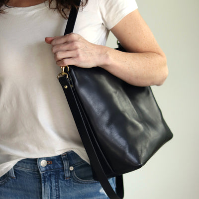 Large Slouchy Hobo Crossbody - Luxe Black