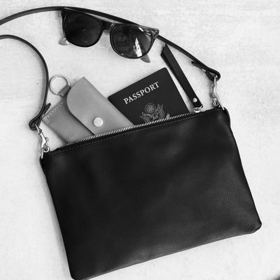 Summer Seconds Sale - Small Leather Crossbody Clutch Bag - Black Pebble No. 6