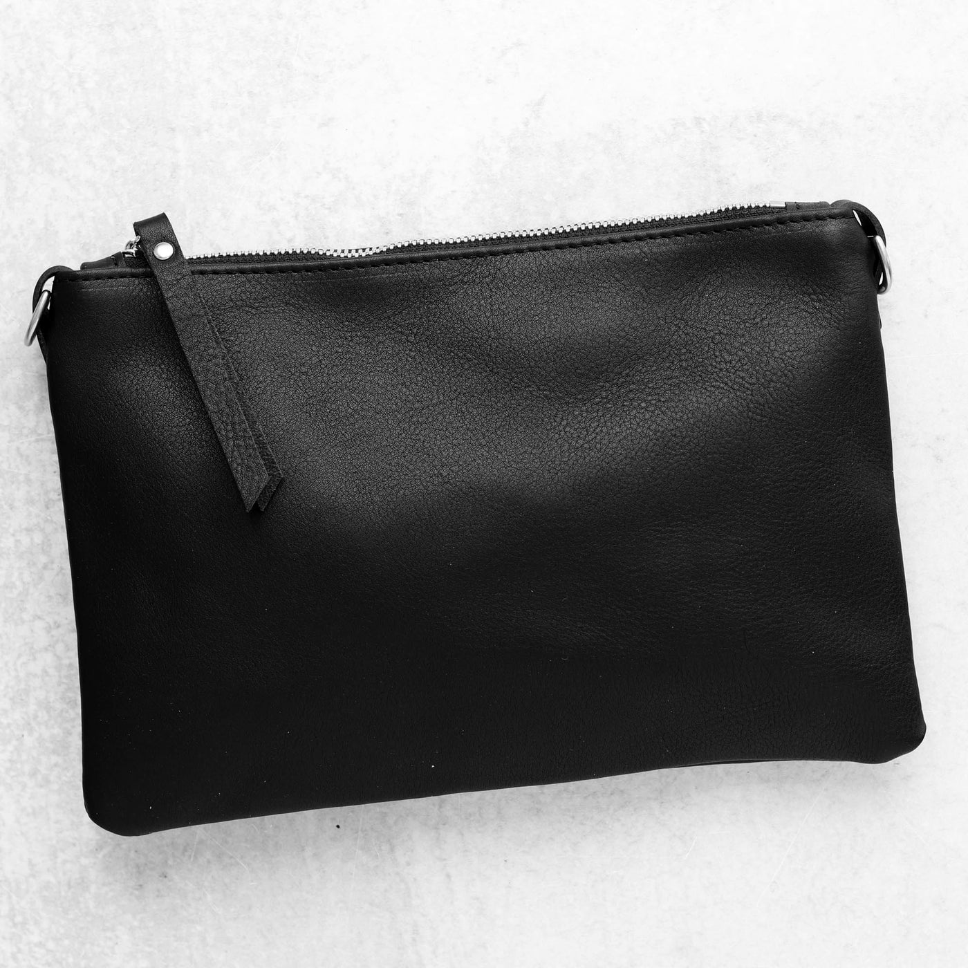 Summer Seconds Sale - Small Leather Crossbody Clutch Bag - Black Pebble No. 6