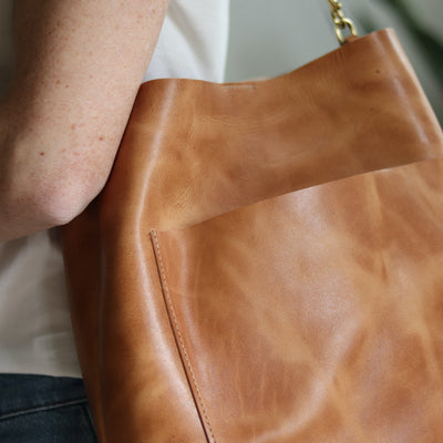 Summer Seconds Sale - Leather Day Bag - Distressed Brown No. 1