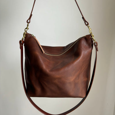 SUMMER SECONDS SALE - Large Slouchy Hobo Crossbody - Brown Pebble No. 1