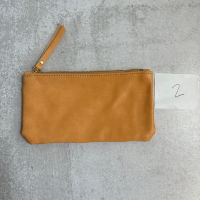 Summer Seconds Sale - Personalized Leather Zip Clutch - Beige No. 2