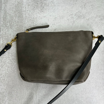 Summer Seconds Sale - Small Leather Convertible Crossbody Clutch Bag - Charcoal Gray No. 4