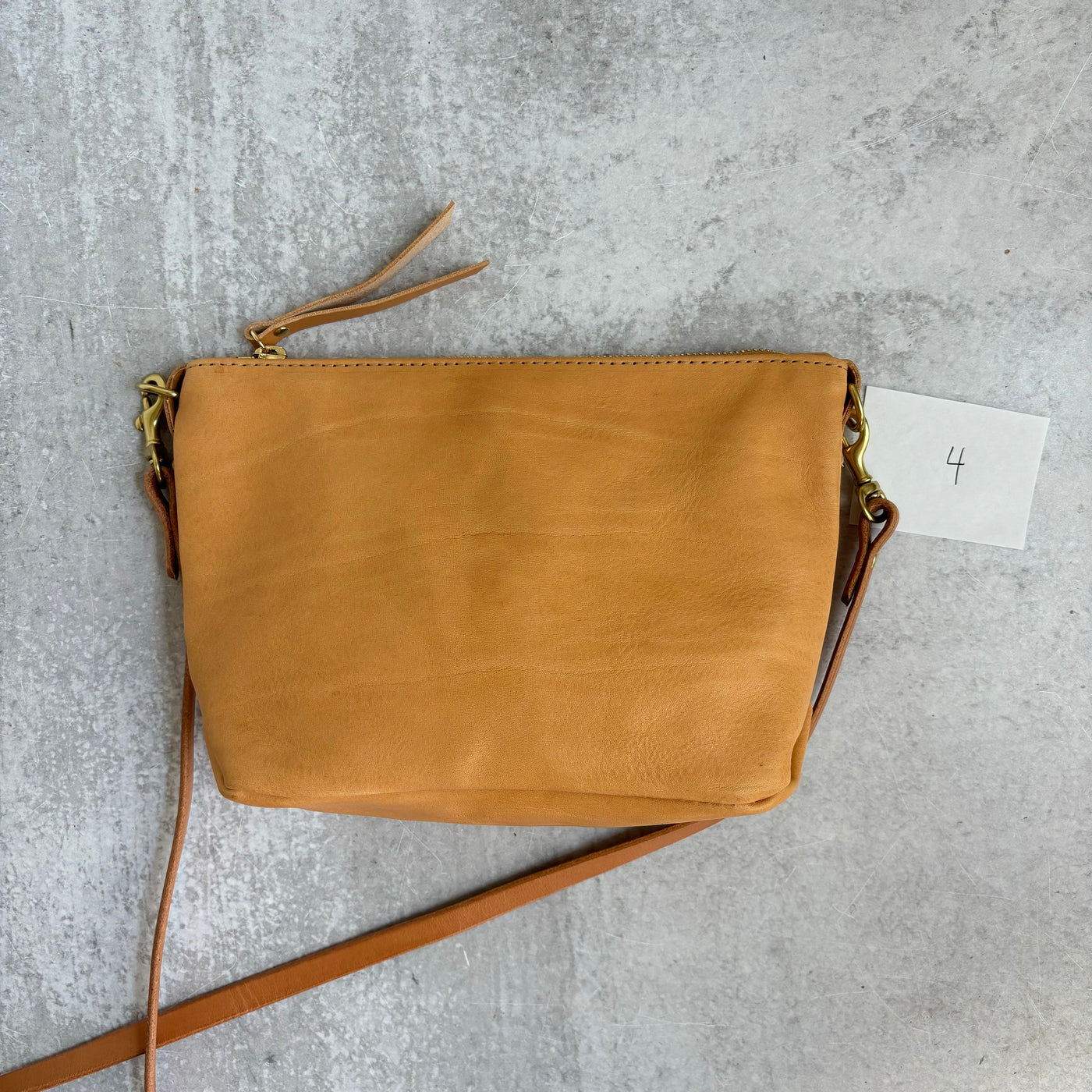 Summer Seconds Sale - Small Leather Convertible Crossbody Clutch Bag - Beige No. 4