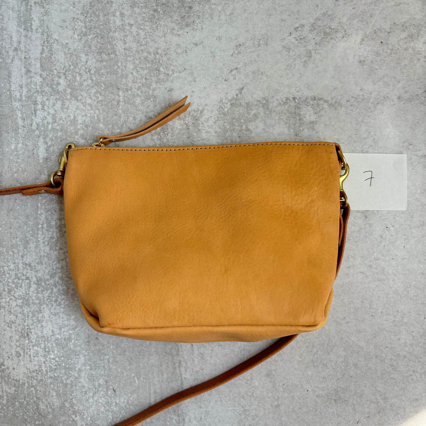 Summer Seconds Sale - Small Leather Convertible Crossbody Clutch Bag - Beige No. 7