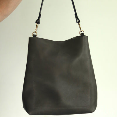 Summer Seconds Sale - Leather Day Bag - Charcoal Gray No.1