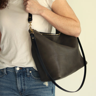 Large Slouchy Hobo Crossbody - Charcoal Gray