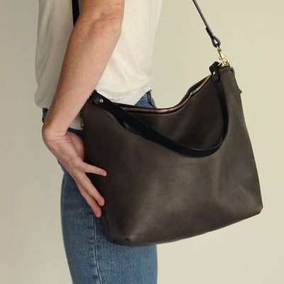 Large Slouchy Hobo Crossbody - Charcoal Gray