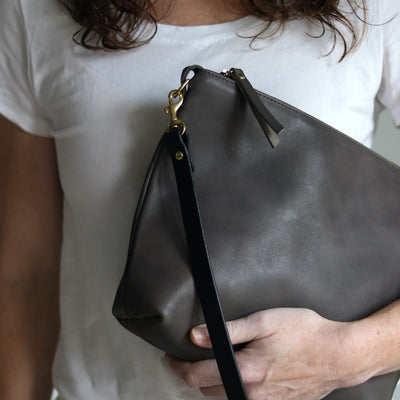 Summer Seconds Sale - Crossbody Bag with Monogram - Charcoal Gray