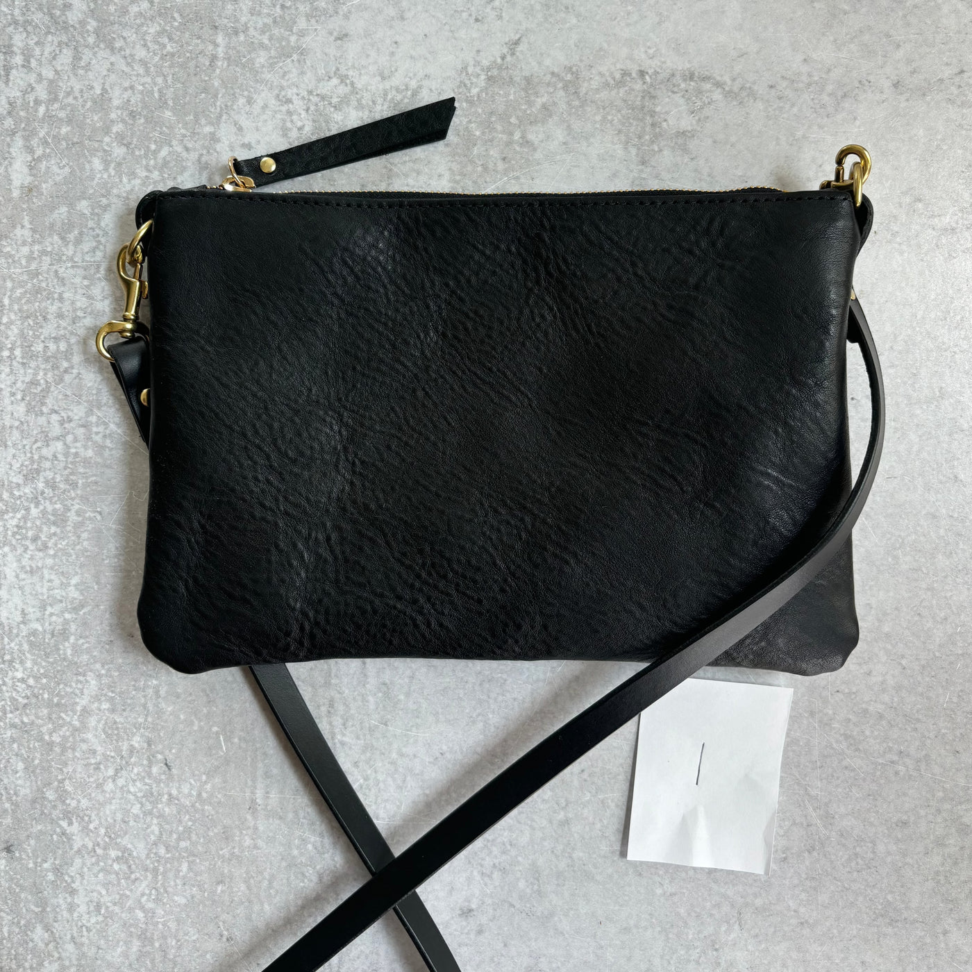 Summer Seconds Sale - Small Leather Crossbody Clutch Bag - Black Pebble No. 1