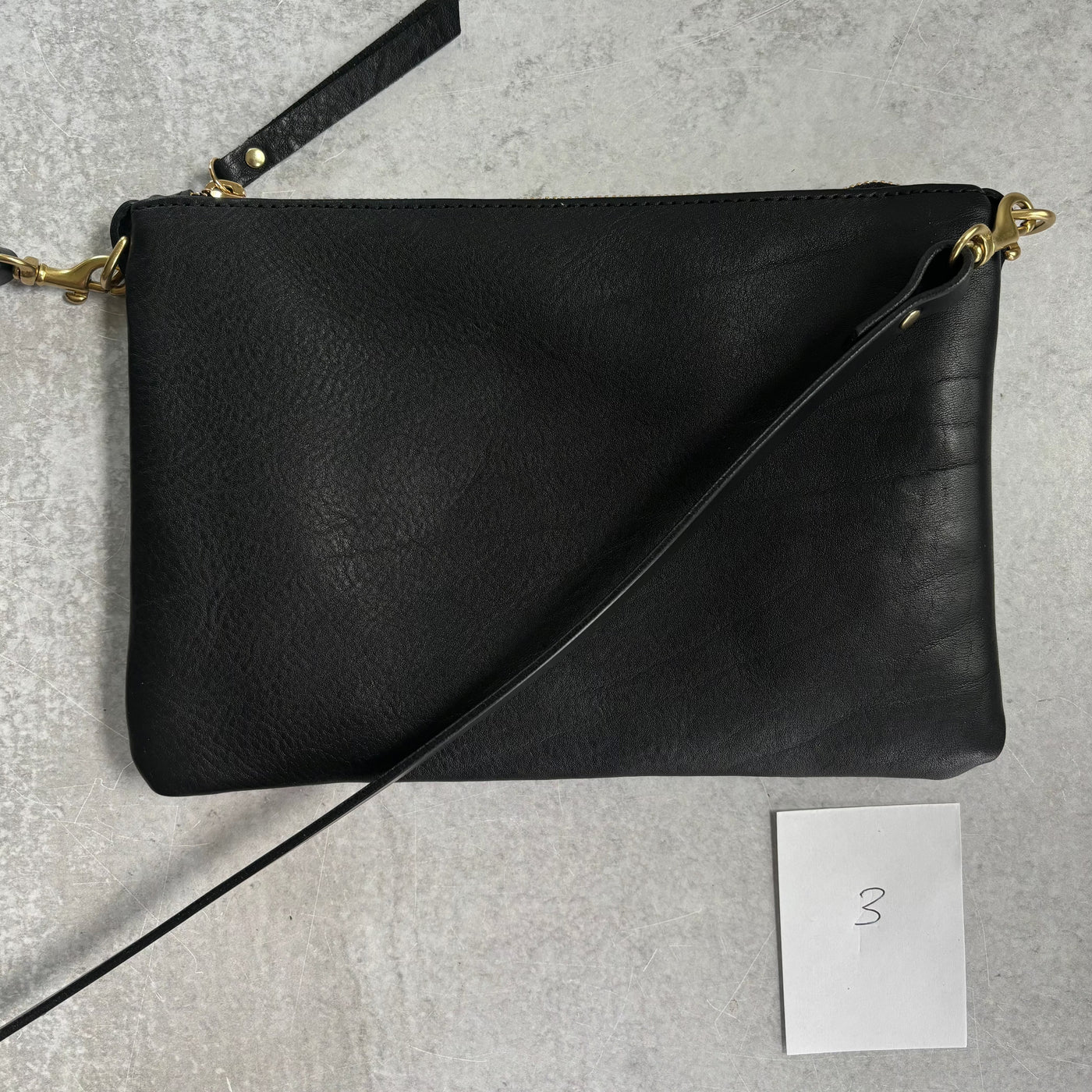 Summer Seconds Sale - Small Leather Crossbody Clutch Bag - Black Pebble No. 3