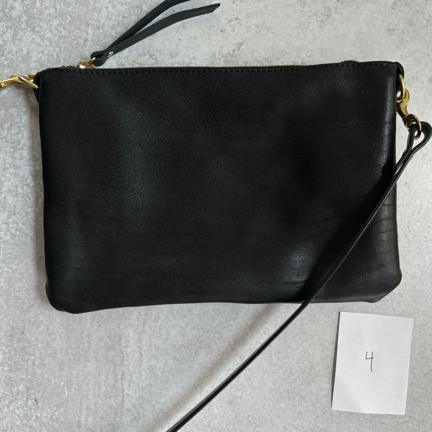 Summer Seconds Sale - Small Leather Crossbody Clutch Bag - Black Pebble No. 4