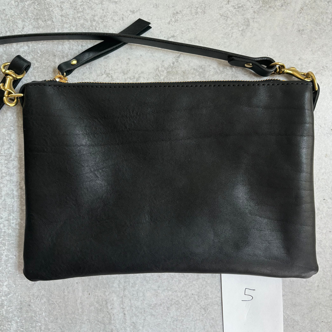 Summer Seconds Sale - Small Leather Crossbody Clutch Bag - Black Pebble No. 5