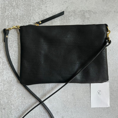 Summer Seconds Sale - Small Leather Crossbody Clutch Bag - Black Pebble No. 8