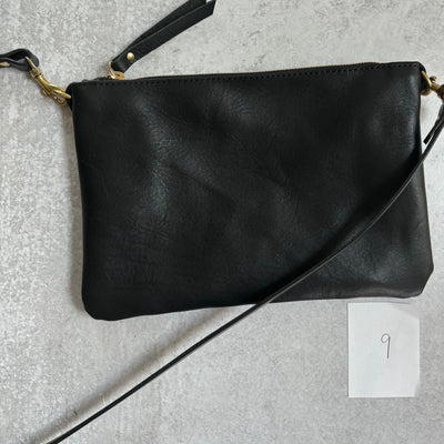 Summer Seconds Sale - Small Leather Crossbody Clutch Bag - Black Pebble No. 9