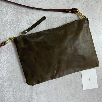 Summer Seconds Sale - Small Leather Crossbody Clutch Bag - Olive Green Harness No. 1