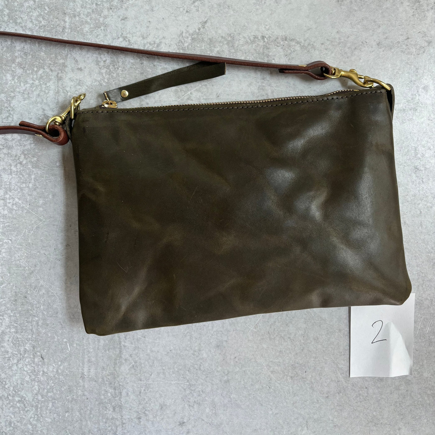 Summer Seconds Sale - Small Leather Crossbody Clutch Bag - Olive Green Harness No. 2