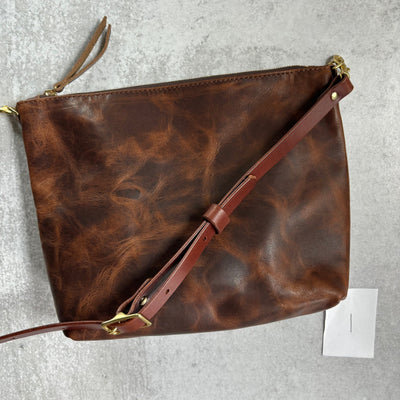 Summer Seconds Sale - Crossbody Bag with Monogram - Dark Brown Pull Up No. 1