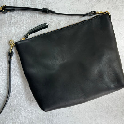 Summer Seconds Sale - Crossbody Bag with Monogram - Soft and Slouchy Black