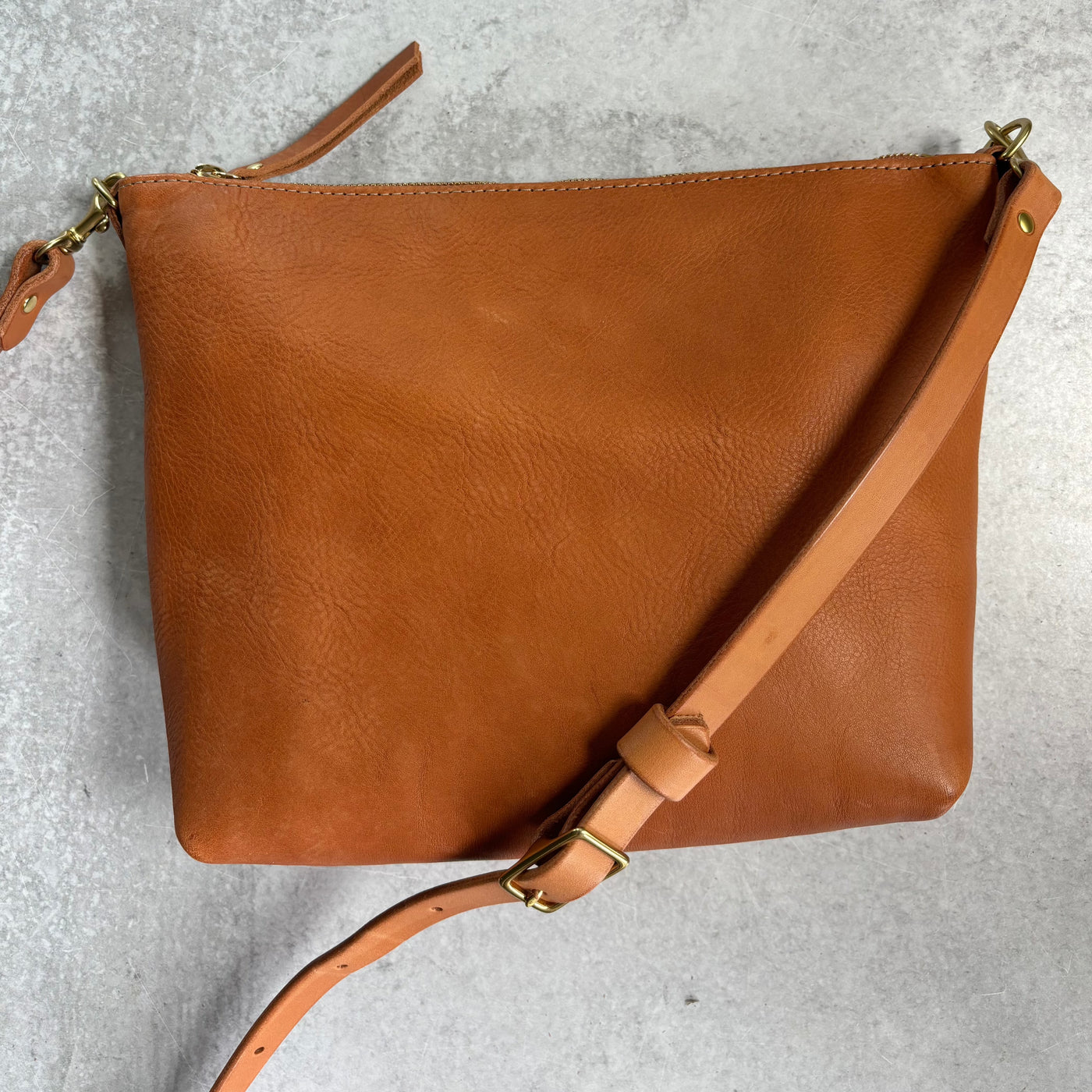 Summer Seconds Sale Crossbody Bag with Monogram - Tan Pebble