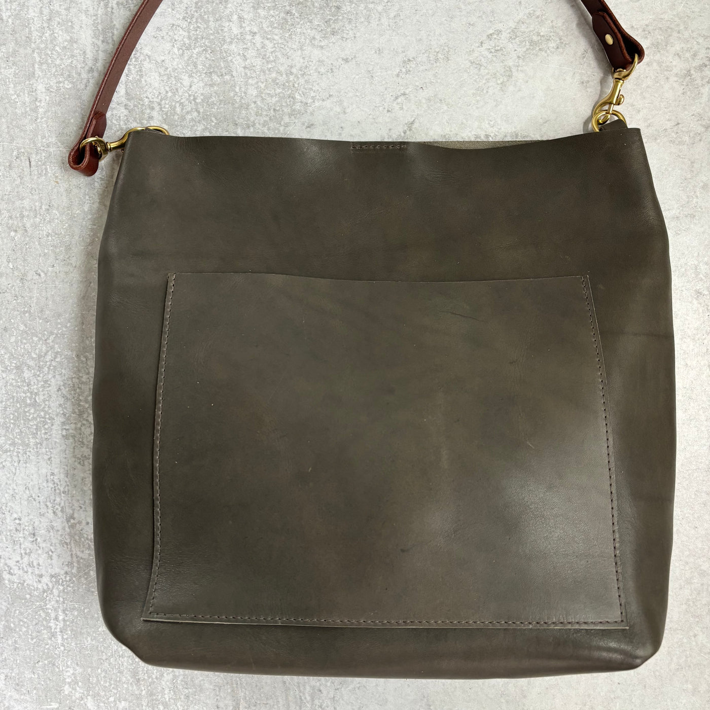 Summer Seconds Sale - Leather Day Bag - Charcoal Gray No.1