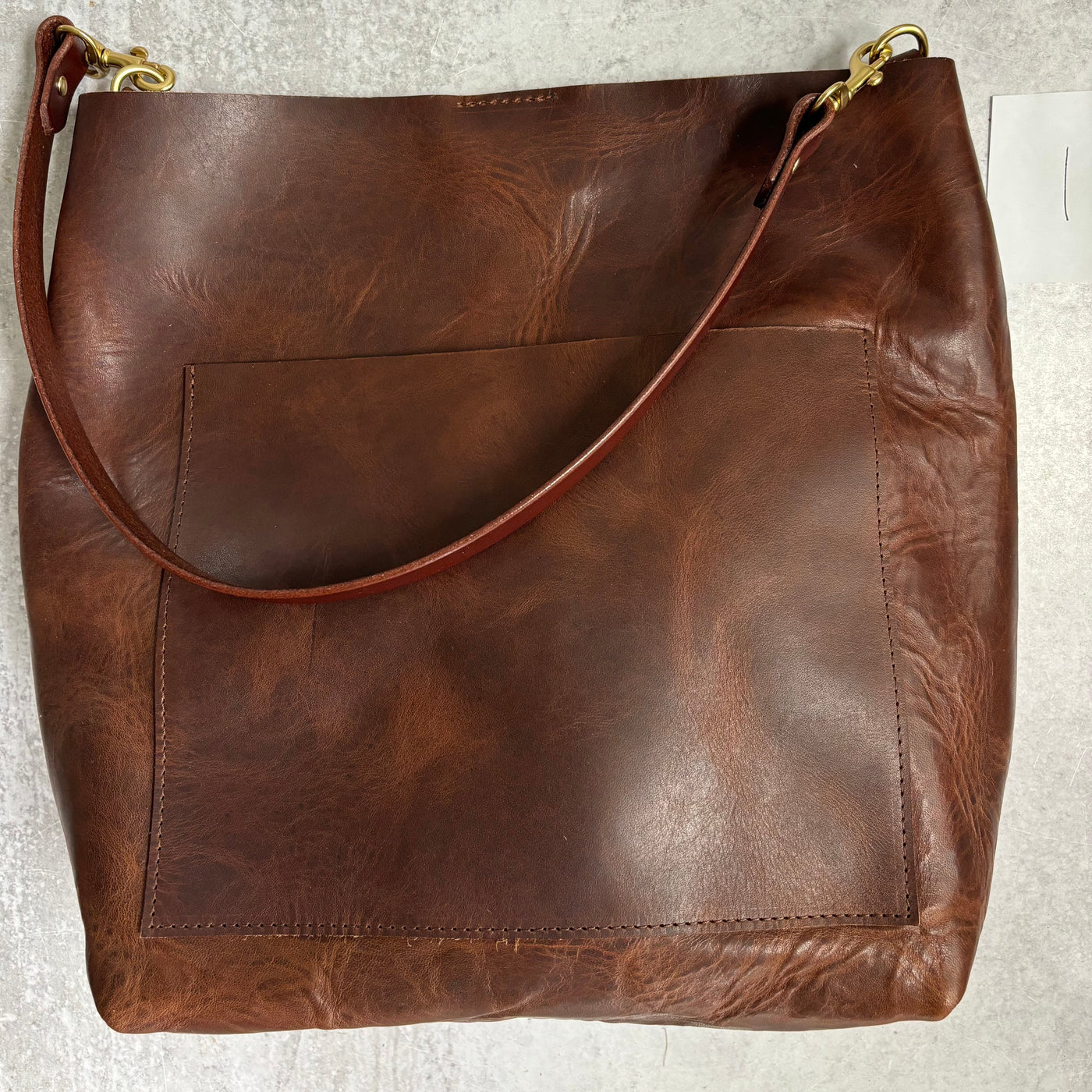 Summer Seconds Sale - Leather Day Bag - Dark Brown Pull Up No. 1