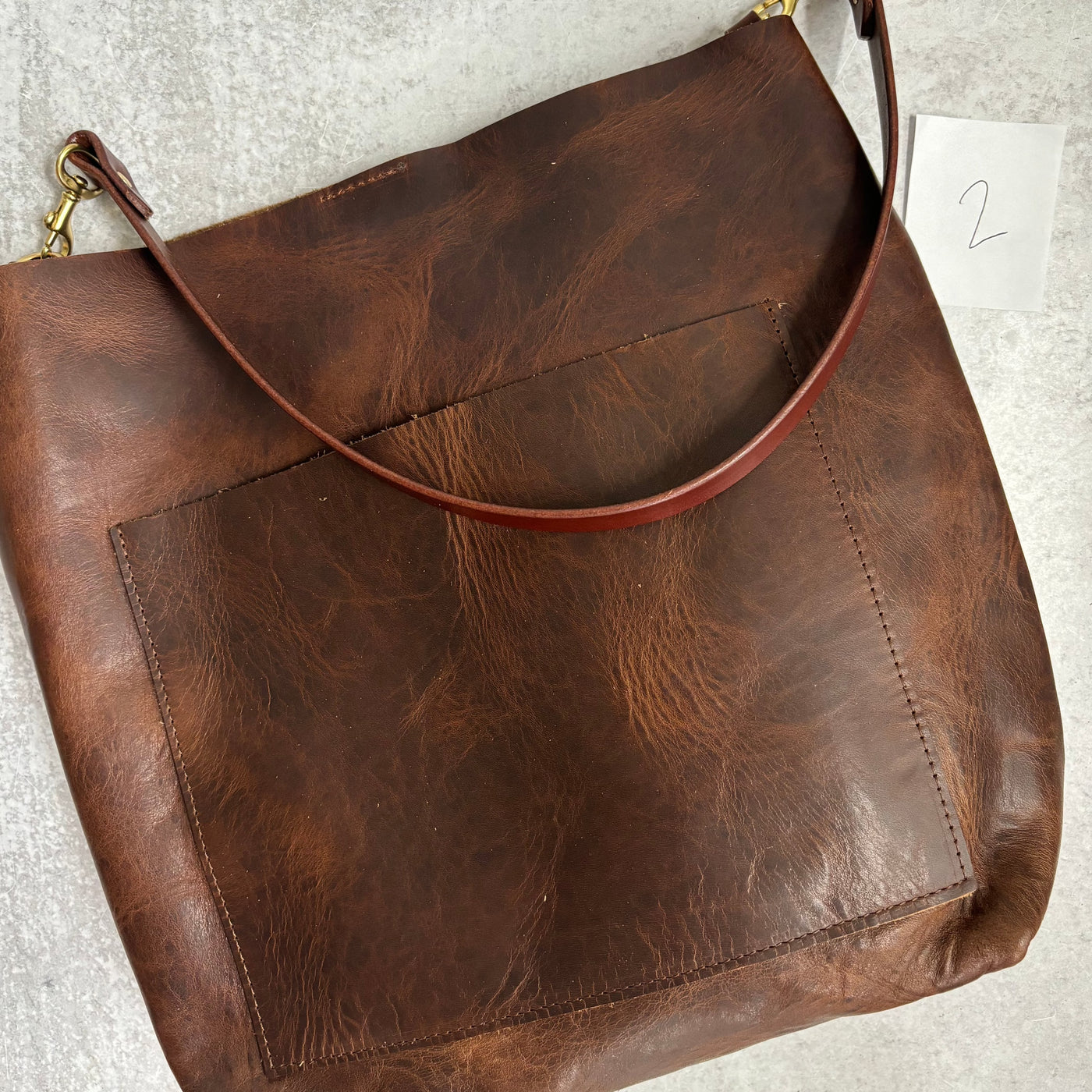 Summer Seconds Sale - Leather Day Bag - Dark Brown Pull Up No. 2