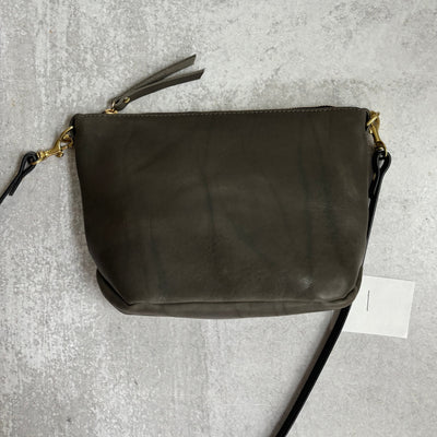 Summer Seconds Sale - Small Leather Convertible Crossbody Clutch Bag - Charcoal Gray No. 1