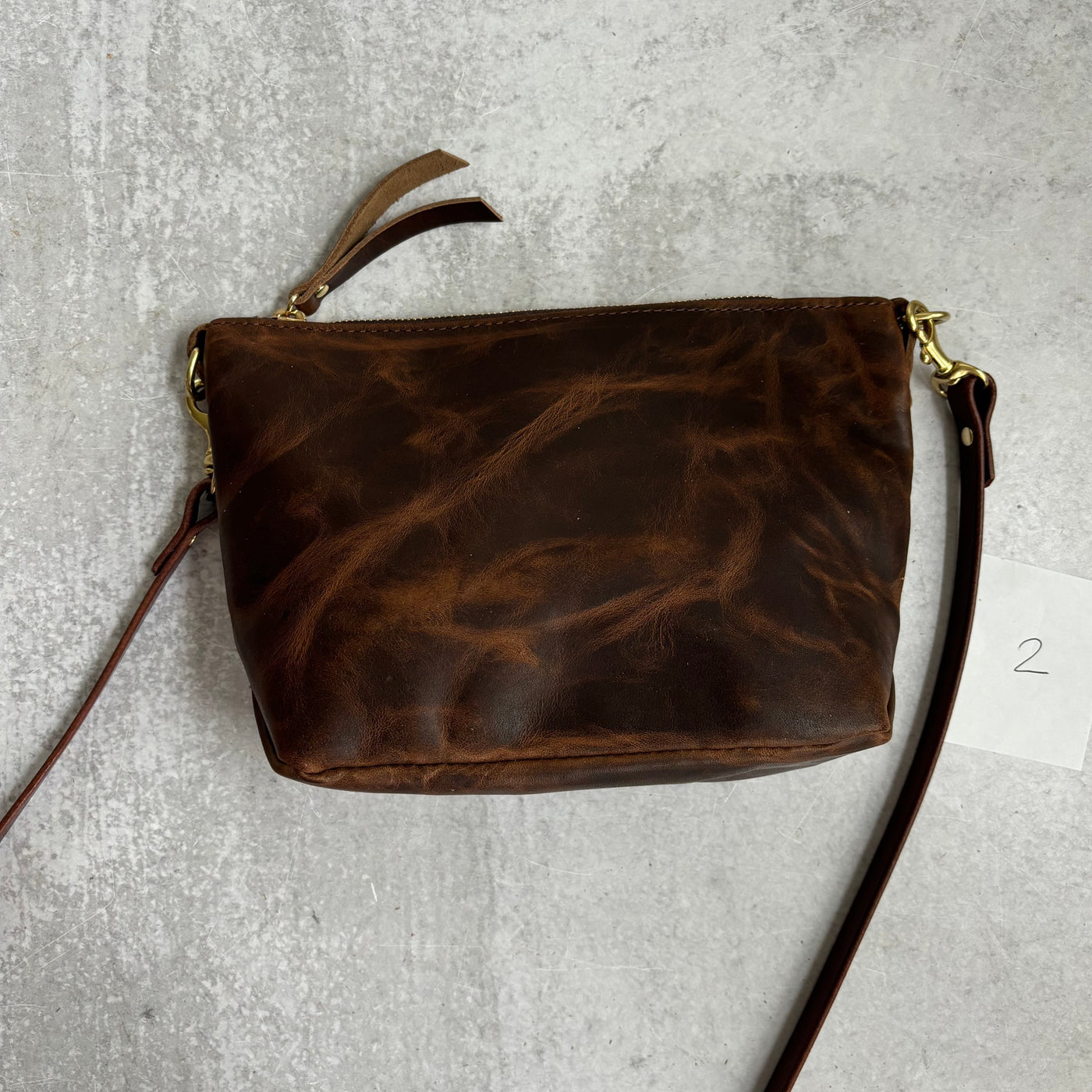 Summer Seconds Sale - Small Leather Convertible Crossbody Clutch Bag - Dark Brown Pull Up No. 2