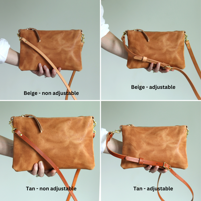 Small Leather Crossbody Clutch Bag - Honey Brown Pull-Up