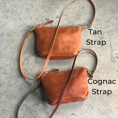 SALE Small Leather Convertible Crossbody Clutch Bag - Saddle Brown