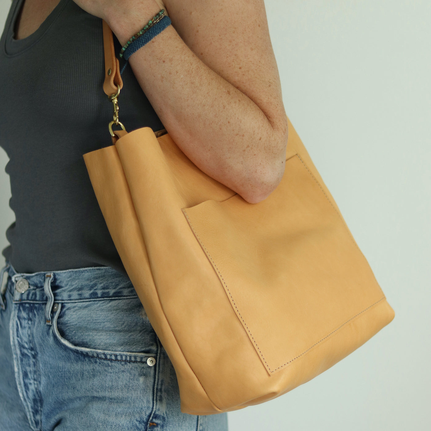 Summer Seconds Sale - Leather Day Bag - Beige No. 2