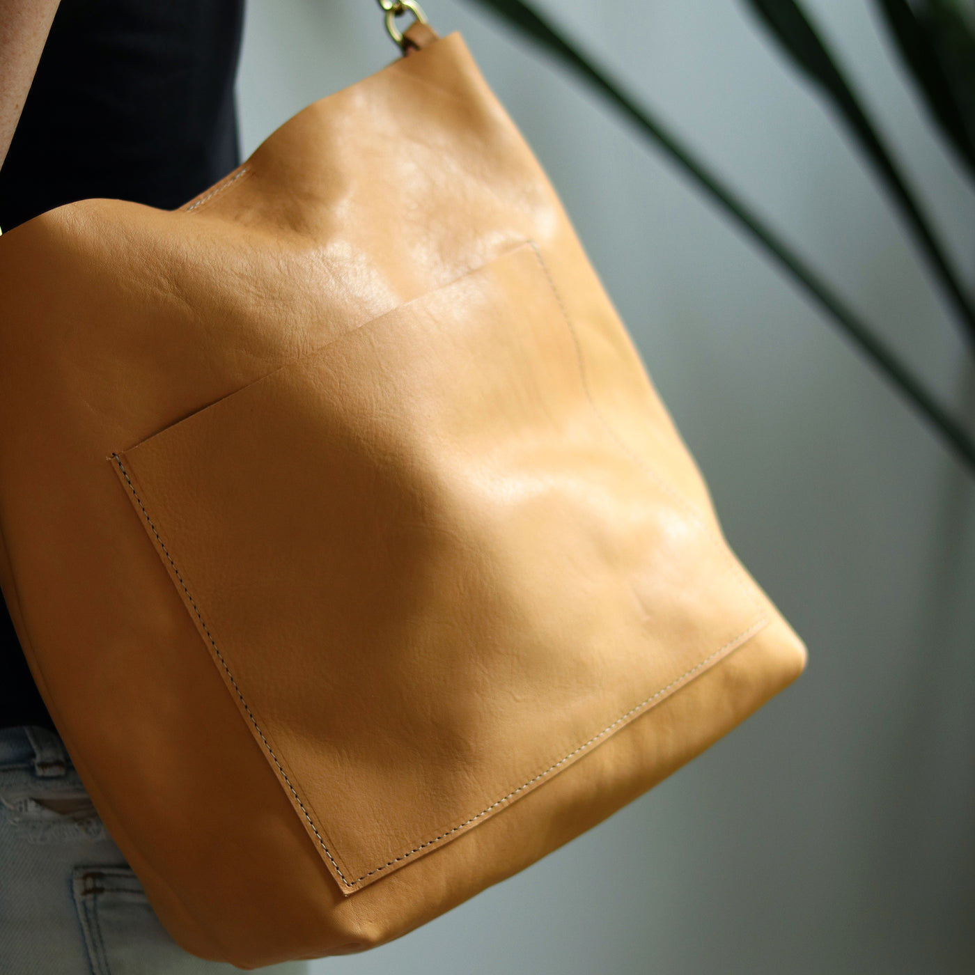 Leather Day Bag - Natural Pebble