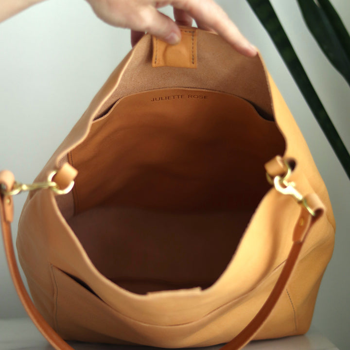 Leather Day Bag Natural Pebble – Juliette Rose Designs