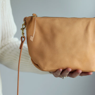 Summer Seconds Sale - Small Leather Convertible Crossbody Clutch Bag - Beige No. 4