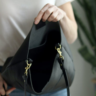 Leather Day Bag - Soft and Slouchy Black