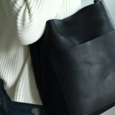 Leather Day Bag - Soft and Slouchy Black