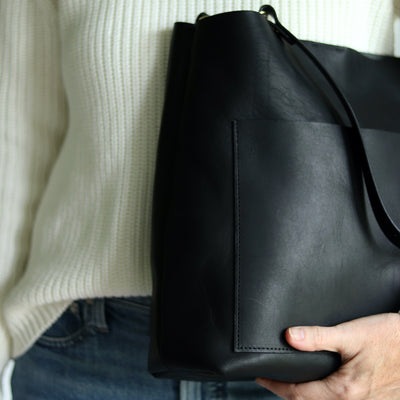 Leather Day Bag - Soft and Slouchy Black