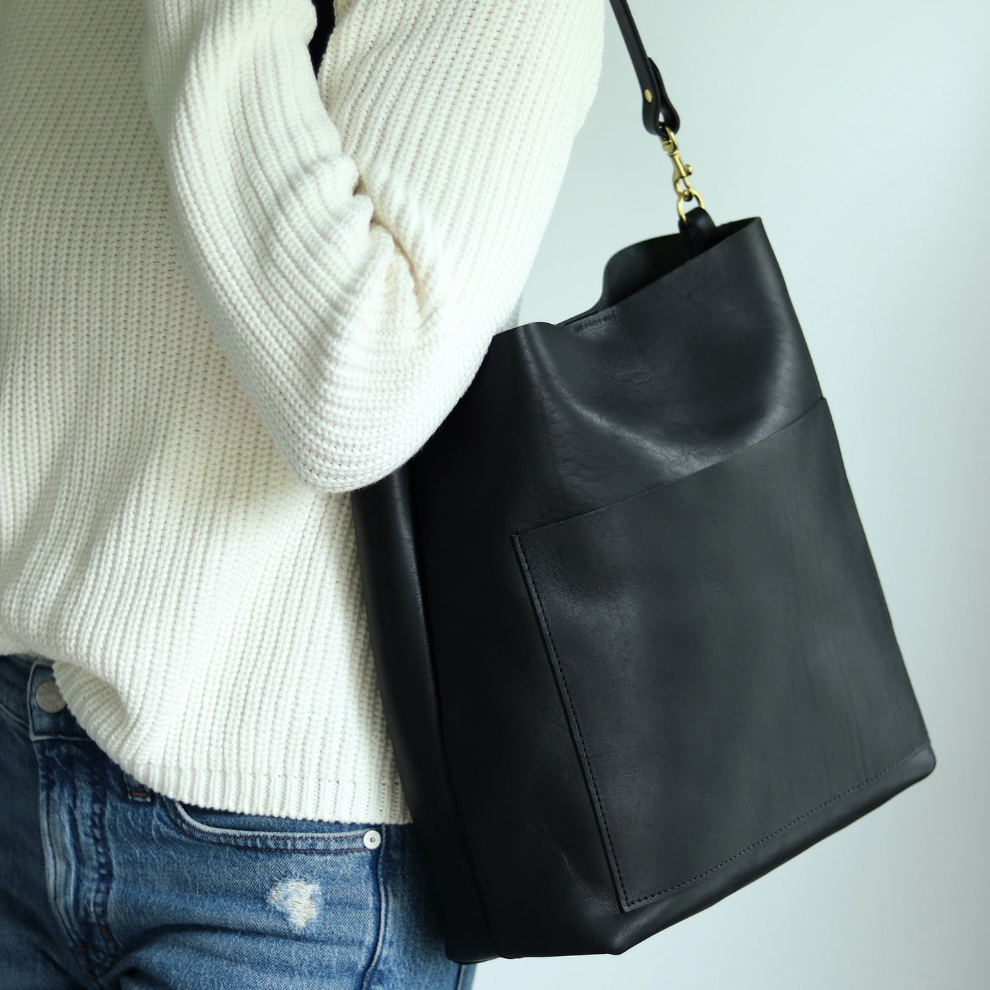 Leather Day Bag - Soft and Slouchy Black