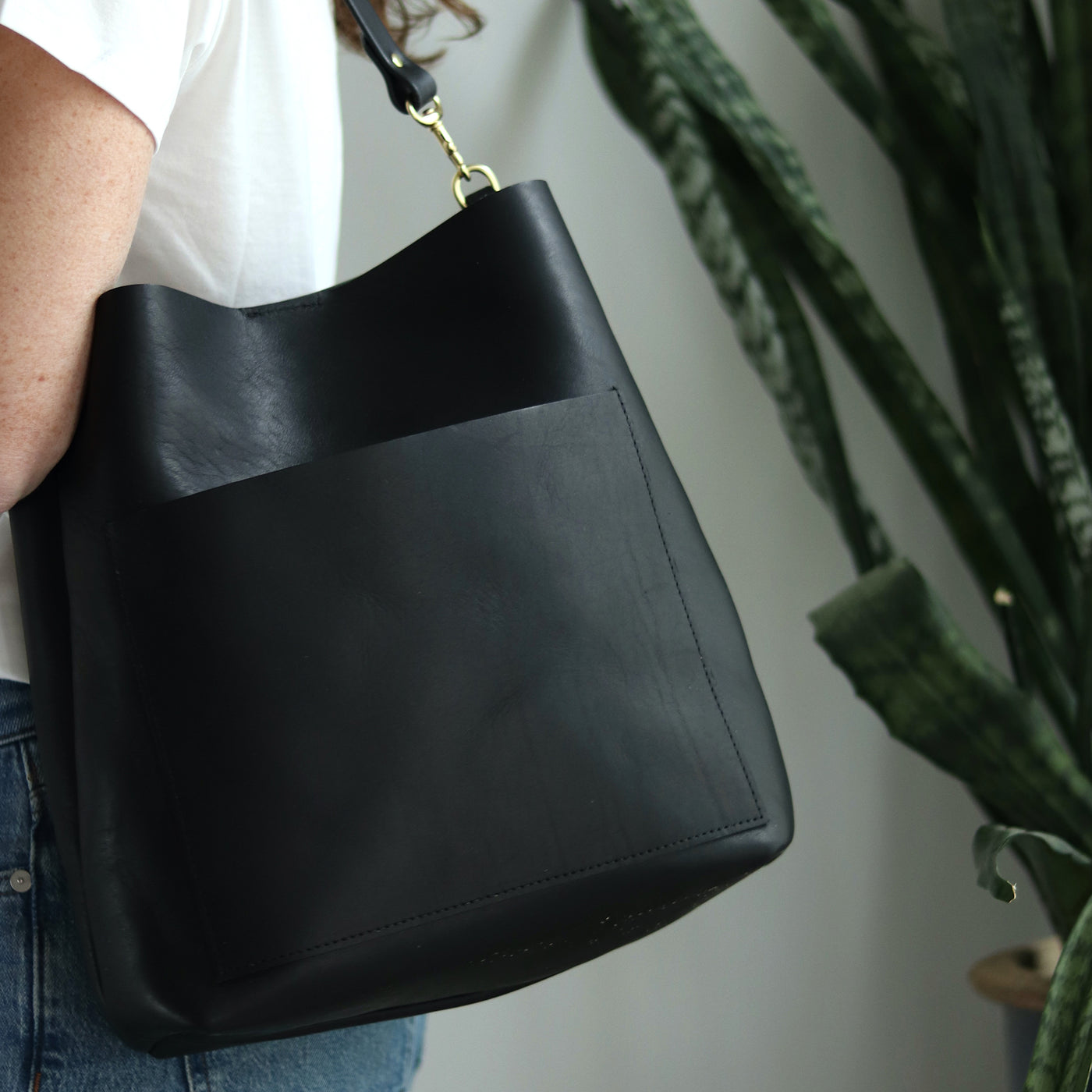 Leather Day Bag - Soft and Slouchy Black