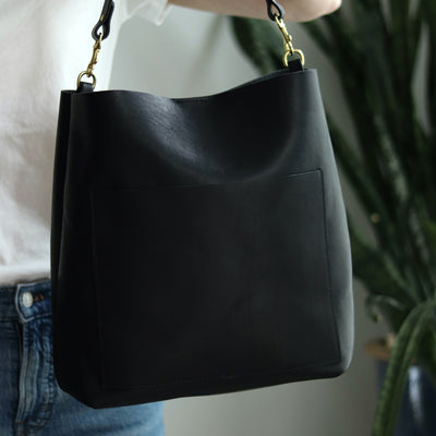 Leather Day Bag - Soft and Slouchy Black