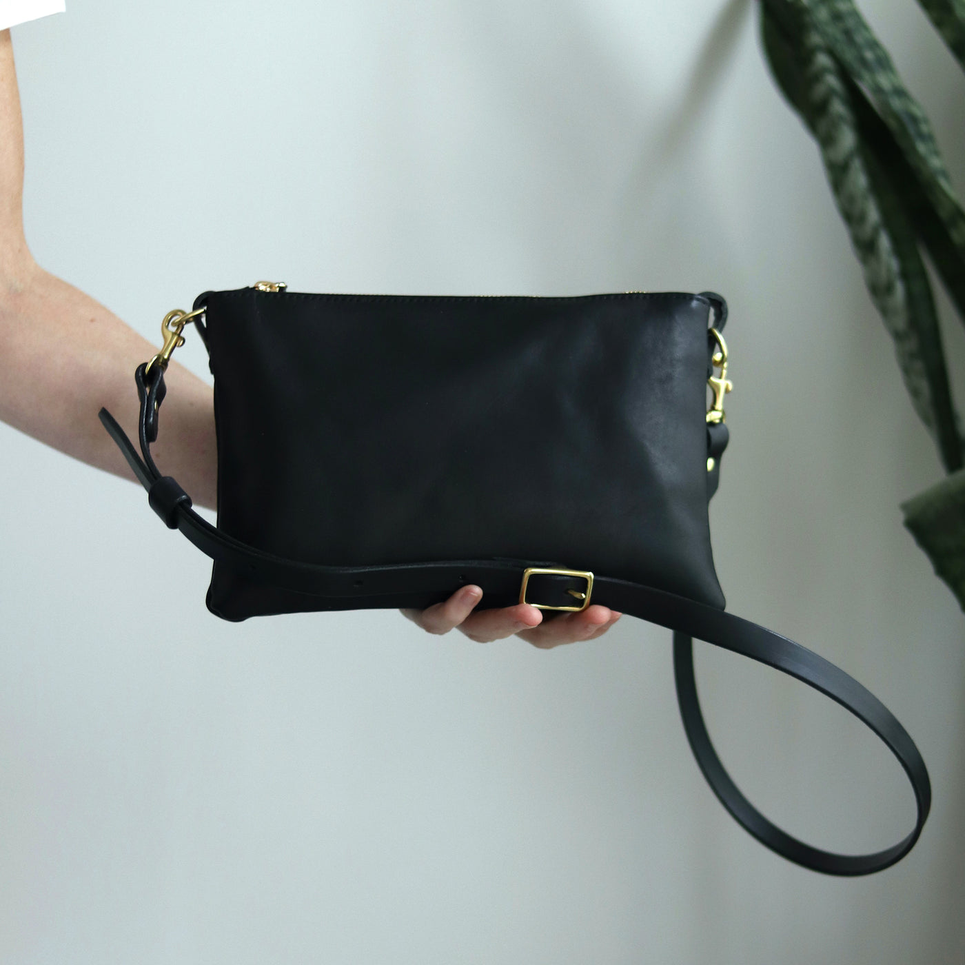 Small Leather Crossbody Clutch Bag - Soft and Slouchy Black