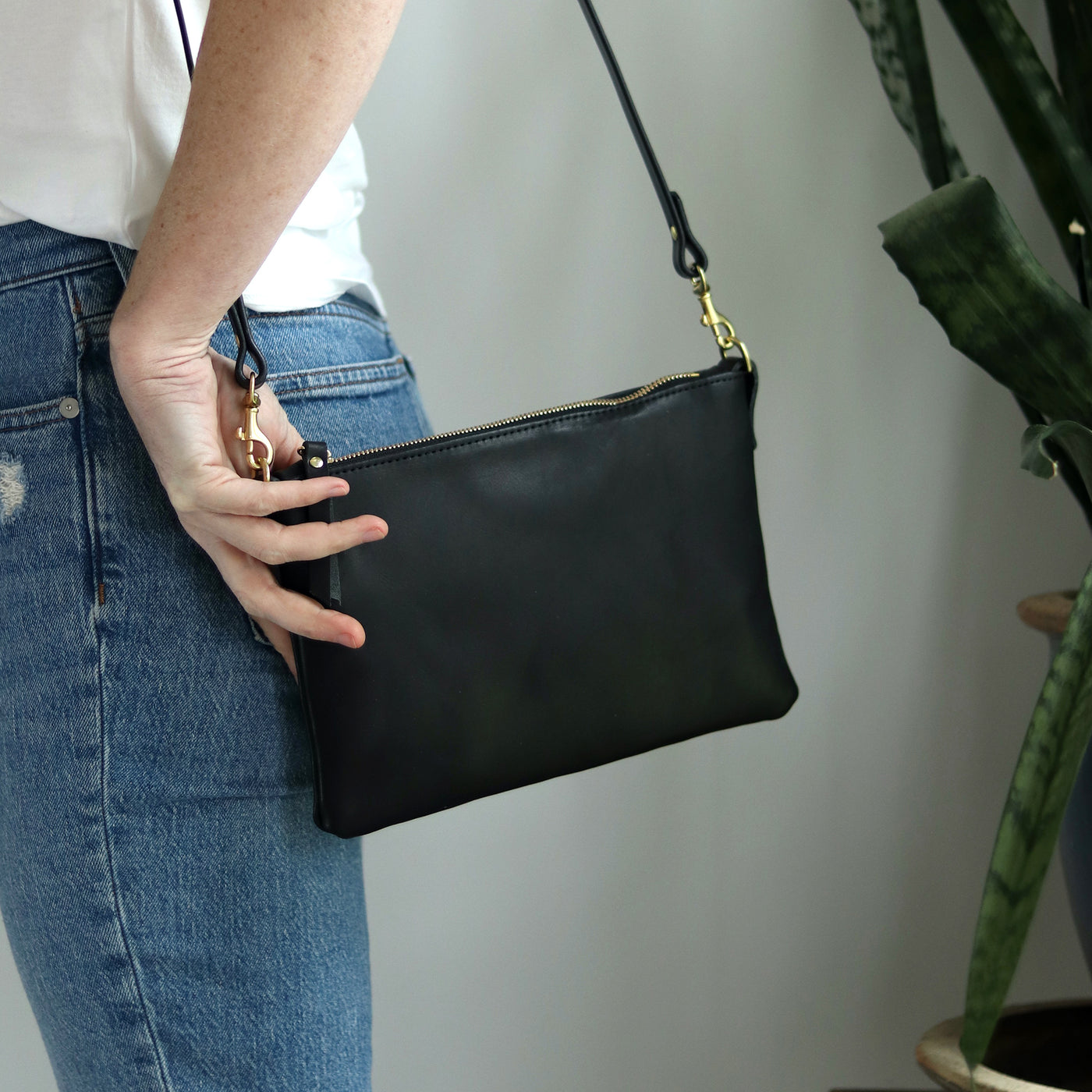 Small Leather Crossbody Clutch Bag - Soft and Slouchy Black