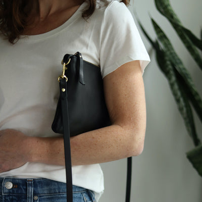 Small Leather Crossbody Clutch Bag - Soft and Slouchy Black